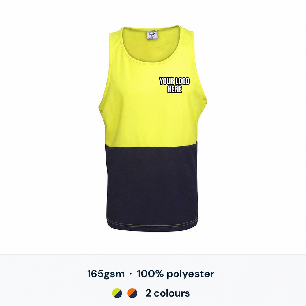 Blue Whale Hi Vis Cooldry Singlet — Custom Logo