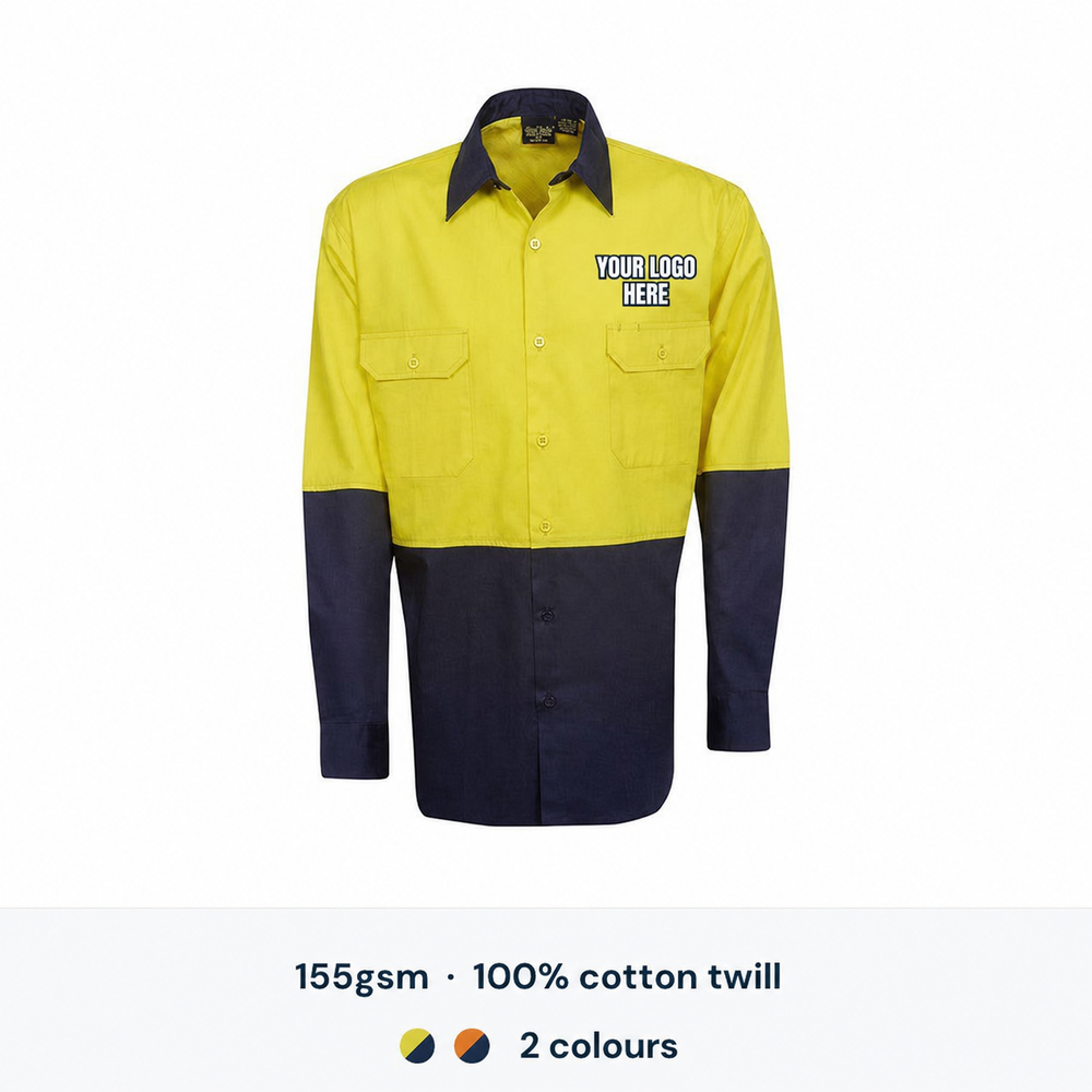 Blue Whale Hi Vis Cotton Twill Shirt — Custom Logo