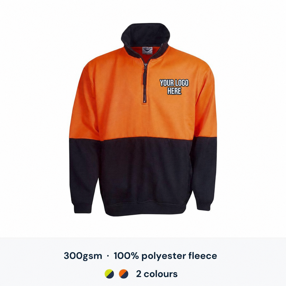 Blue Whale Hi Vis Half Zip Fleecy Jumper — Custom Logo