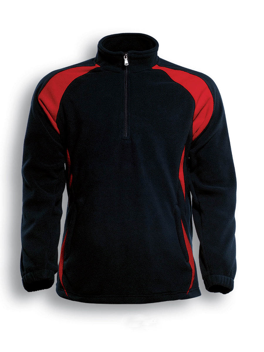 Black / Red – Bocini Unisex Half Zip Sports Pull Over Fleece CJ1050