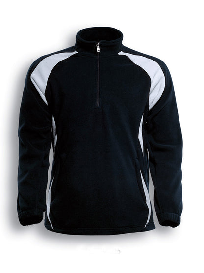 Black / White – Bocini Unisex Half Zip Sports Pull Over Fleece CJ1050