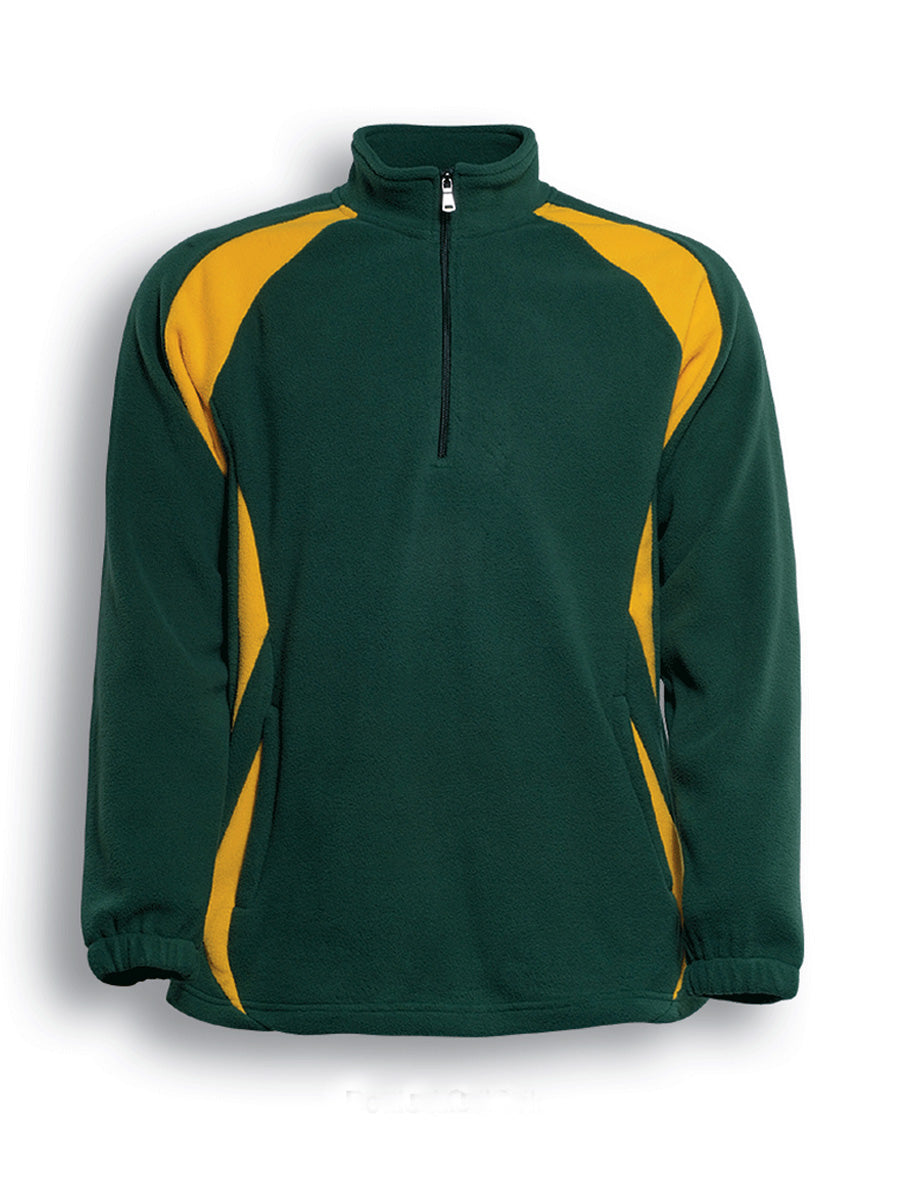 Bottle Green / Gold – Bocini Unisex Half Zip Sports Pull Over Fleece CJ1050