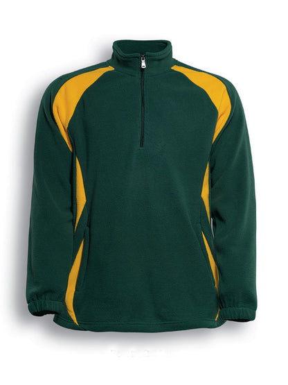 Bottle Green / Gold – Bocini Unisex Half Zip Sports Pull Over Fleece CJ1050