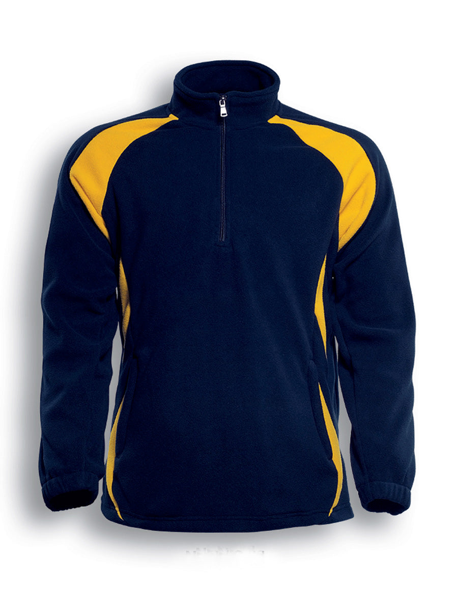 Navy / Gold – Bocini Unisex Half Zip Sports Pull Over Fleece CJ1050