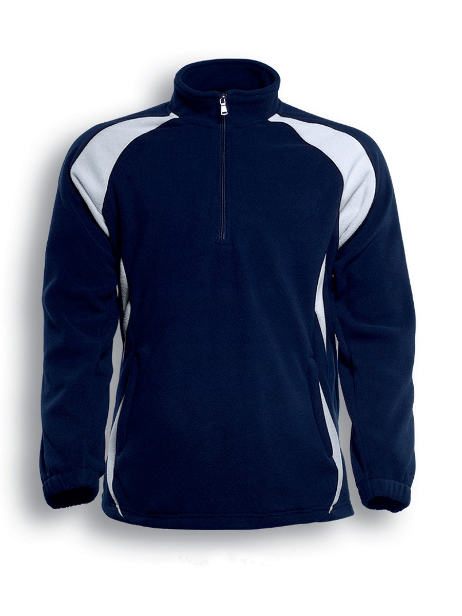 Navy / White – Bocini Unisex Half Zip Sports Pull Over Fleece CJ1050