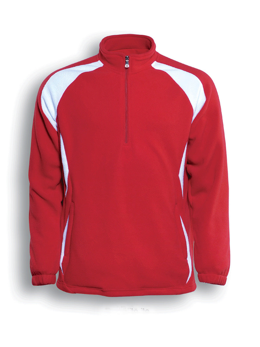 Red / White – Bocini Unisex Half Zip Sports Pull Over Fleece CJ1050