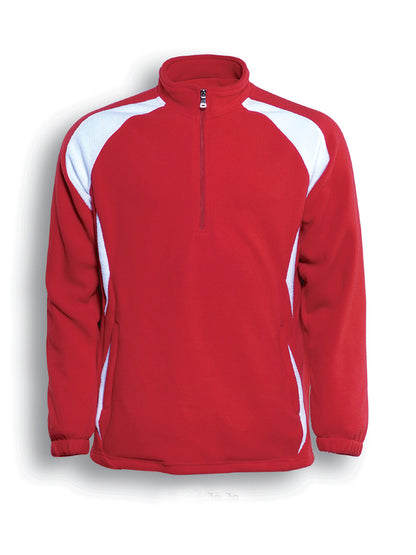 Red / White – Bocini Unisex Half Zip Sports Pull Over Fleece CJ1050