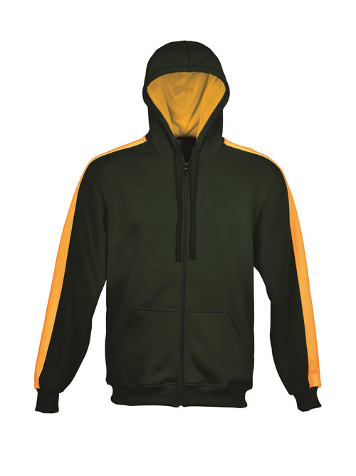 Bocini Kids Contrast Fleece Zip Through Hoodie — Bottle Green / Gold