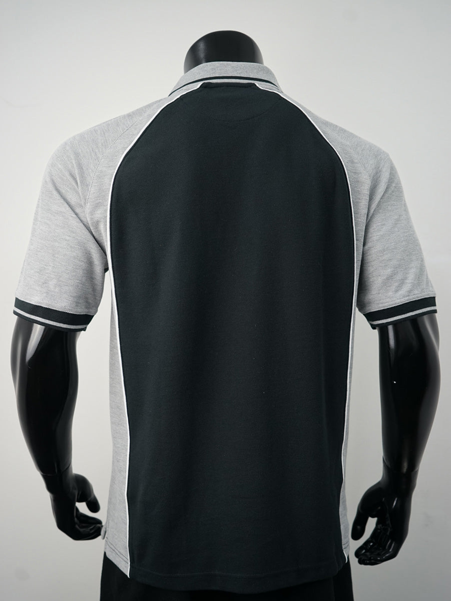 Bocini Men’s Panel Polo CP0434 – blk gry wht back