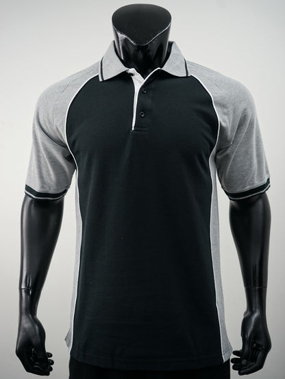 Bocini Men’s Panel Polo CP0434 – blk gry wht front