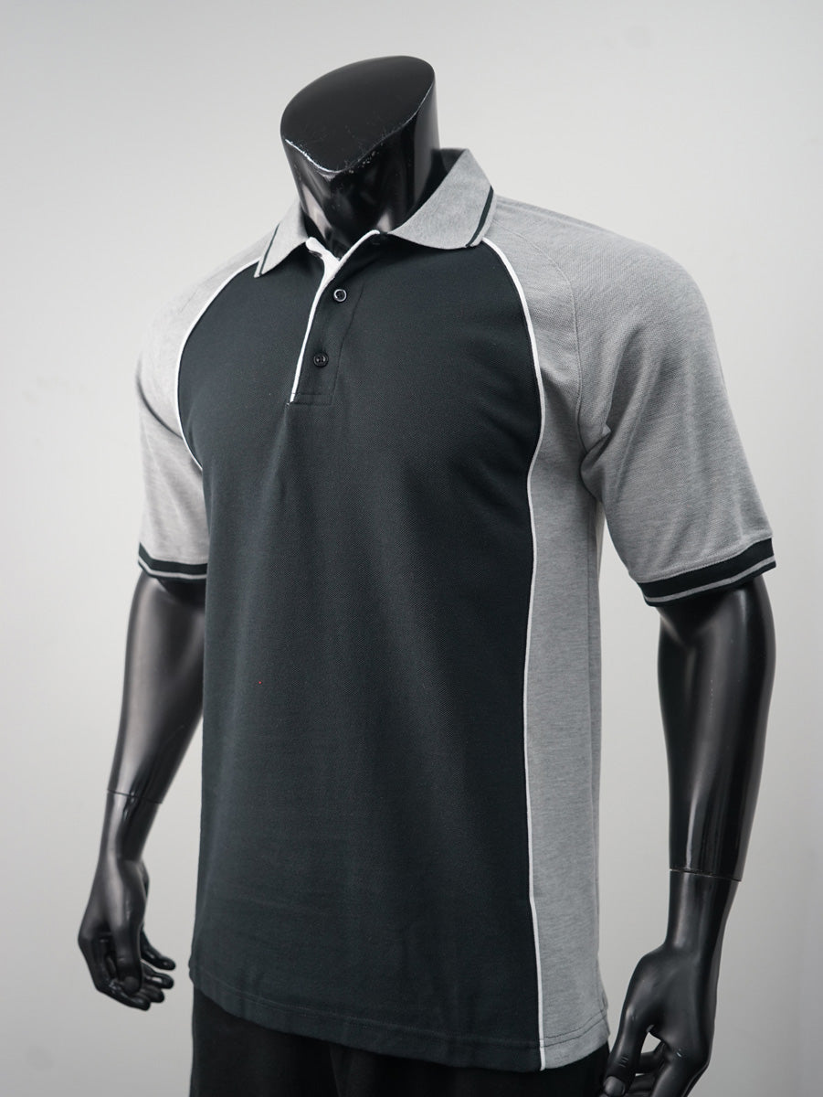 Bocini Men’s Panel Polo CP0434 – blk gry wht side