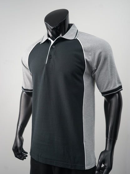 Bocini Men’s Panel Polo CP0434 – blk gry wht side