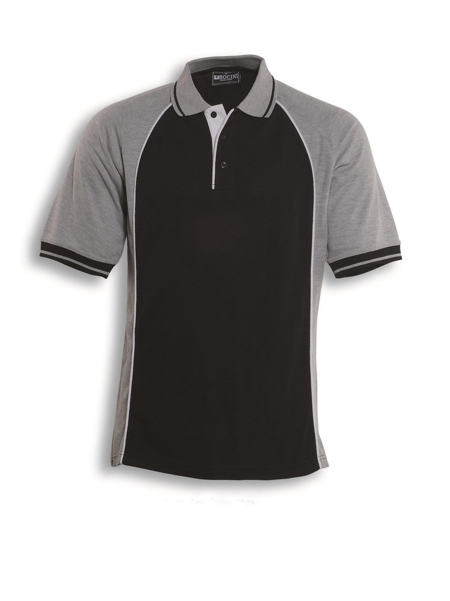 Black / Grey / White – Bocini Men’s Panel Polo CP0434