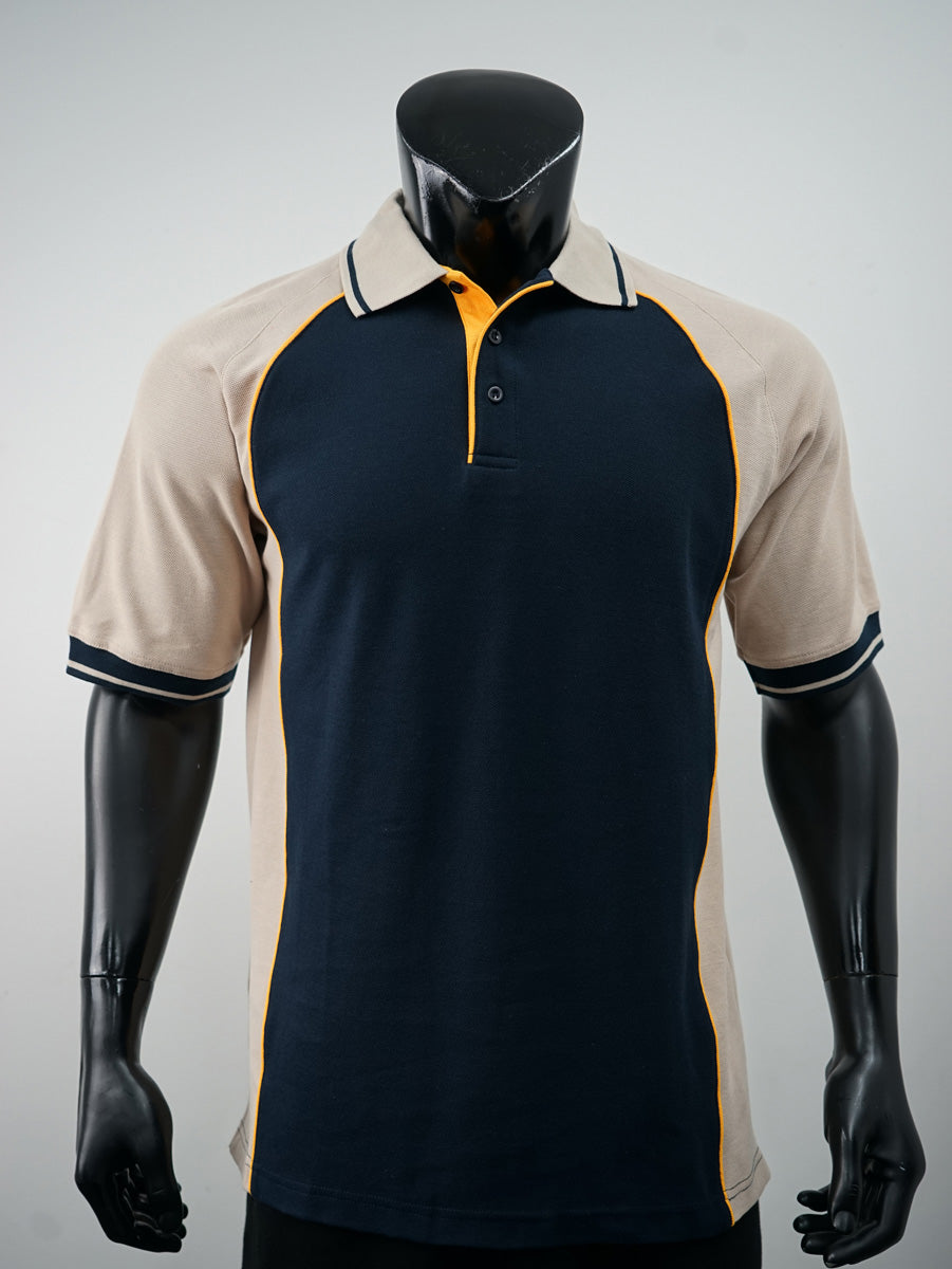 Bocini Men’s Panel Polo CP0434 – nvy sand gld front
