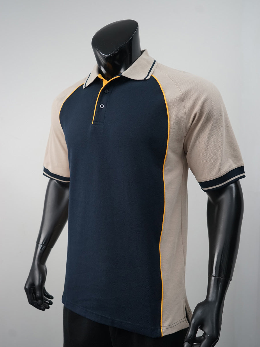 Bocini Men’s Panel Polo CP0434 – nvy sand gld side