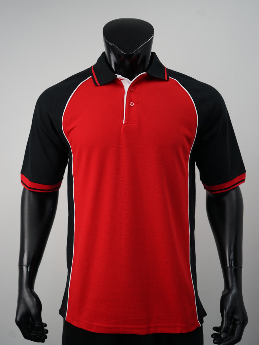Bocini Men’s Panel Polo CP0434 – red blk wht front