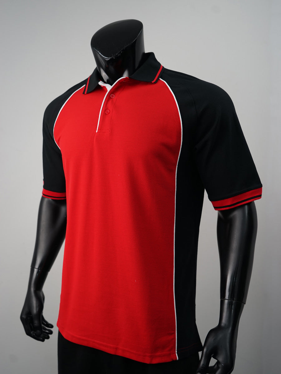 Bocini Men’s Panel Polo CP0434 – red blk wht side