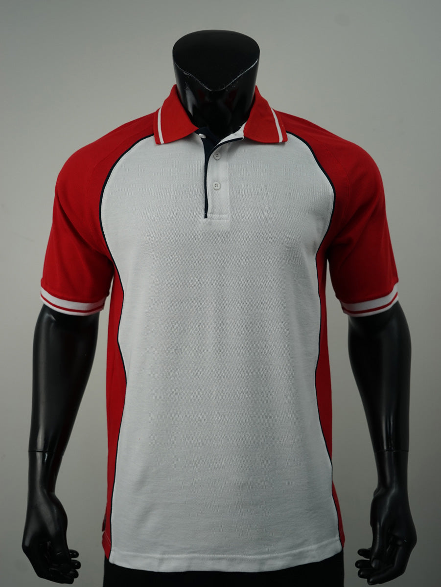 Bocini Men’s Panel Polo CP0434 – wht red nvy front
