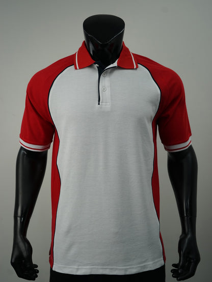 Bocini Men’s Panel Polo CP0434 – wht red nvy front
