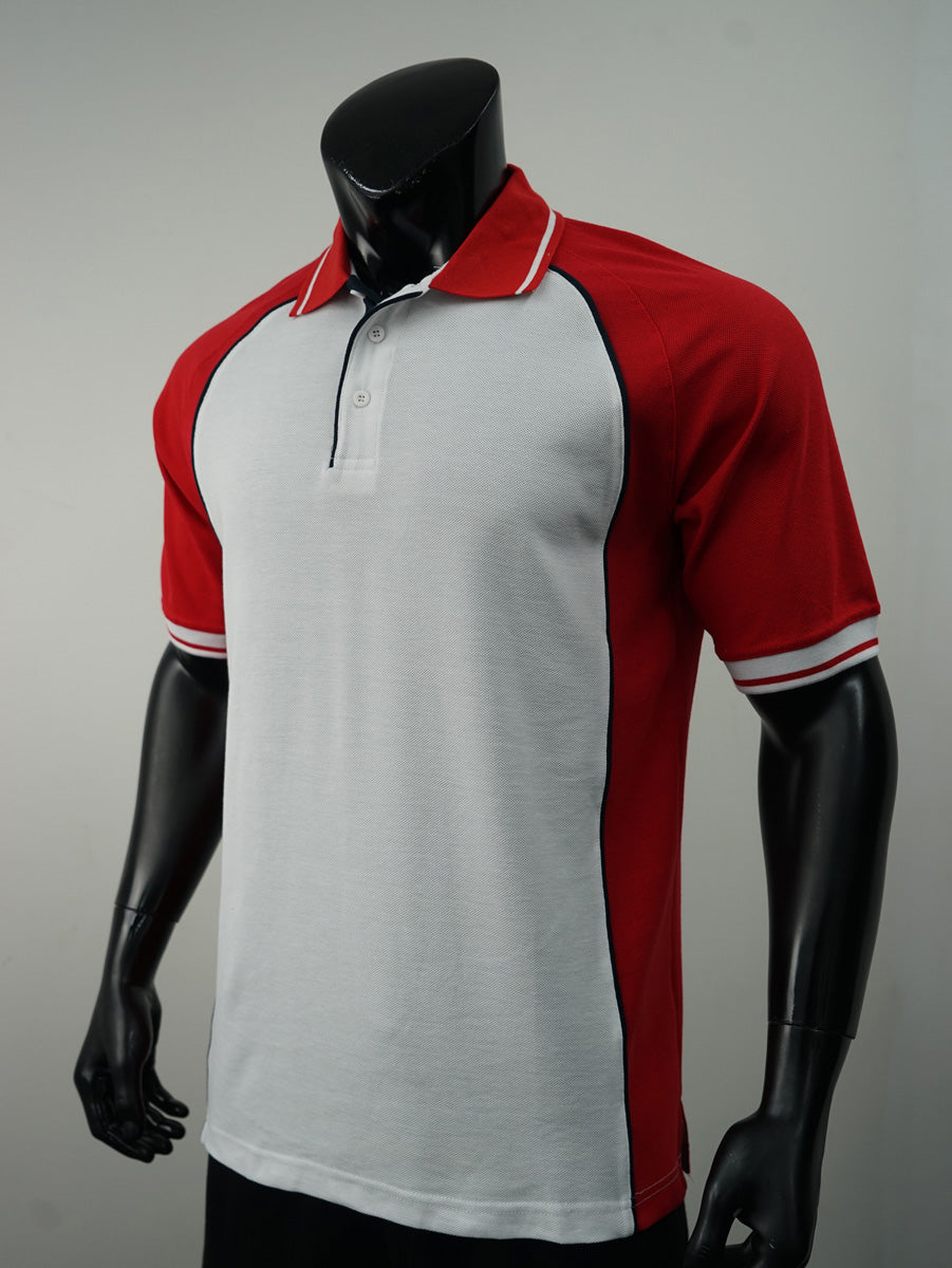 Bocini Men’s Panel Polo CP0434 – wht red nvy side