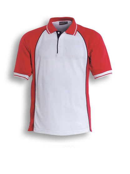 White / Red / Navy – Bocini Men’s Panel Polo CP0434