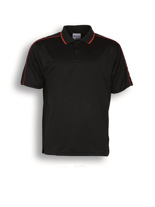 Bocini Men’s Breezeway Striped Polo — Black / Red