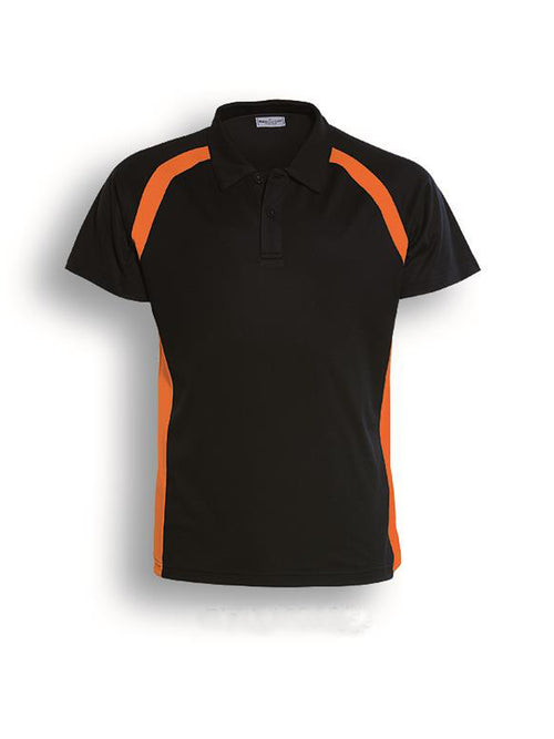 Bocini Team Essentials-Men’s Short Sleeve Contrast Panel Polo — Black / Orange