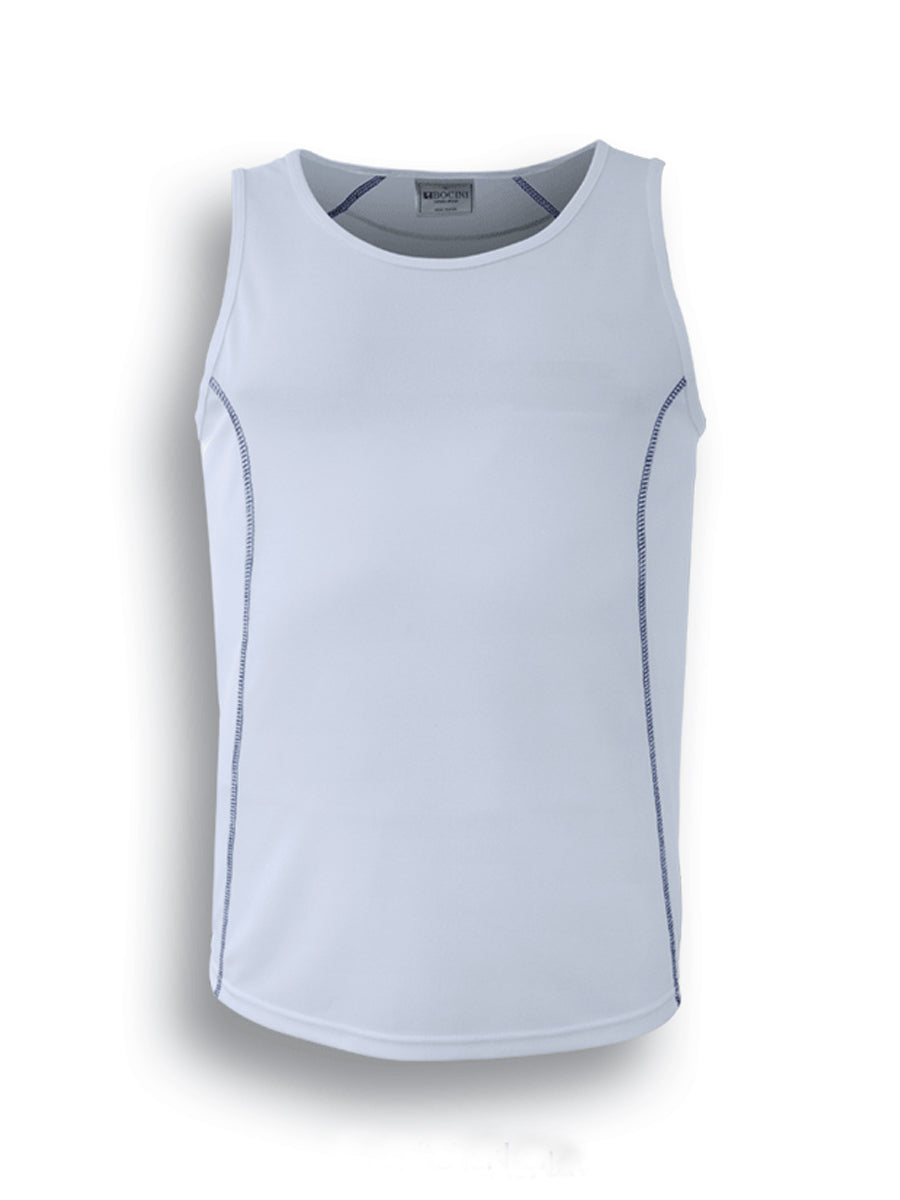 White / Navy – Bocini Kids Stitch Singlet CT0928