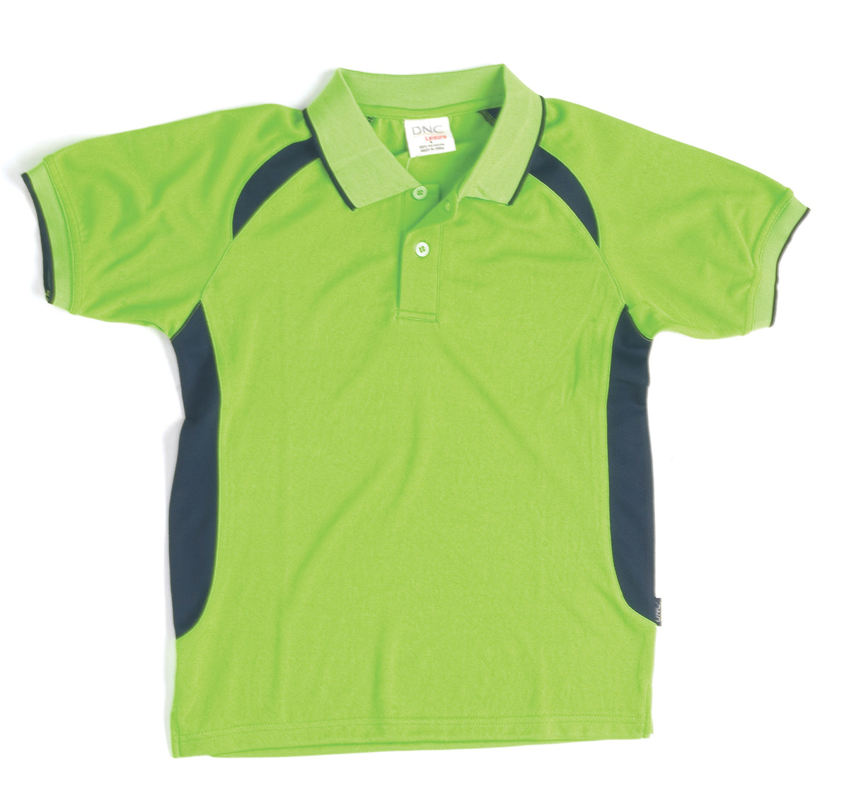 DNC 5262 Adults Air Flow Contrast Raglan Mesh Polo – Lime/Navy