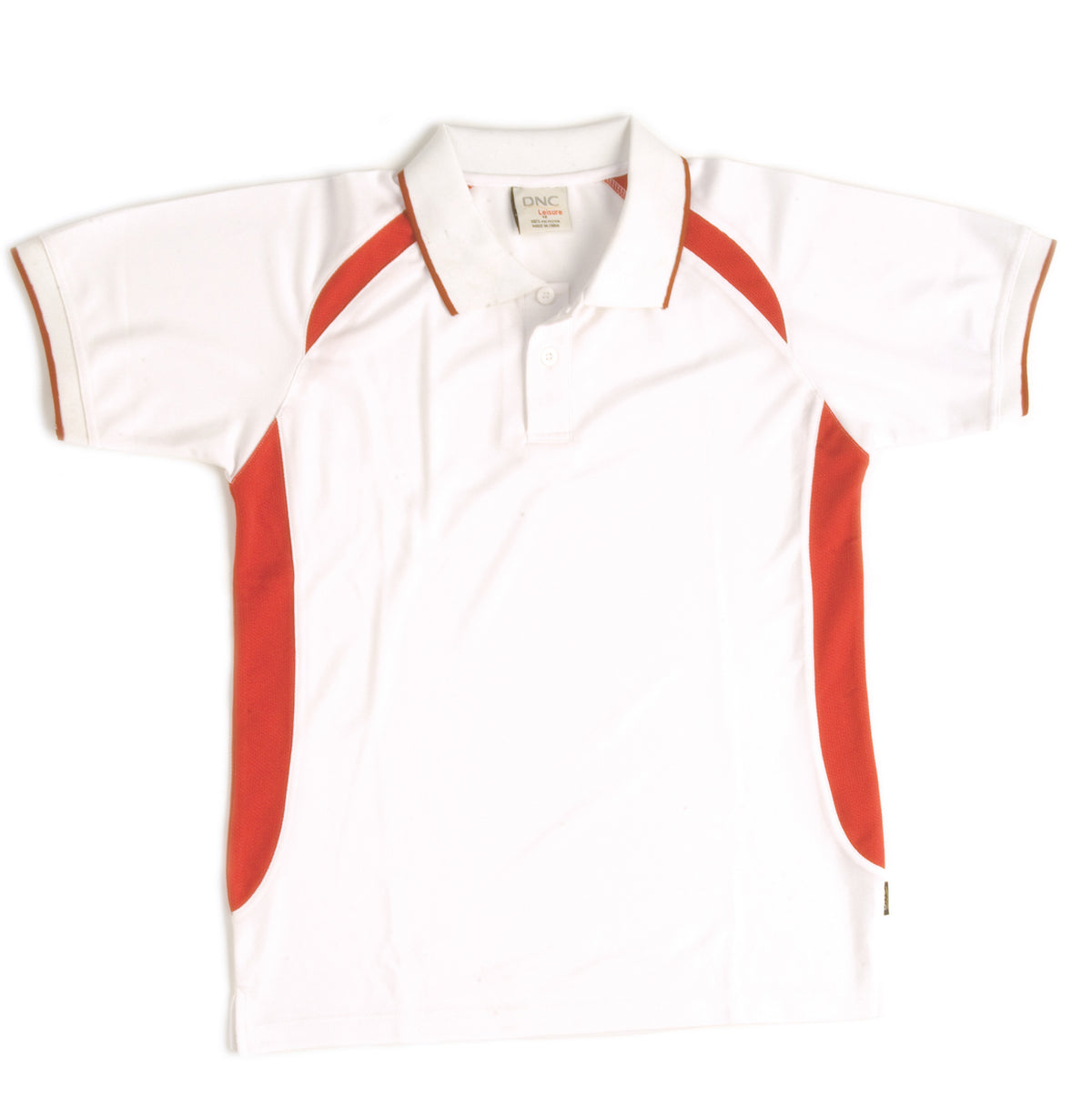 DNC 5262 Adults Air Flow Contrast Raglan Mesh Polo – White/Red