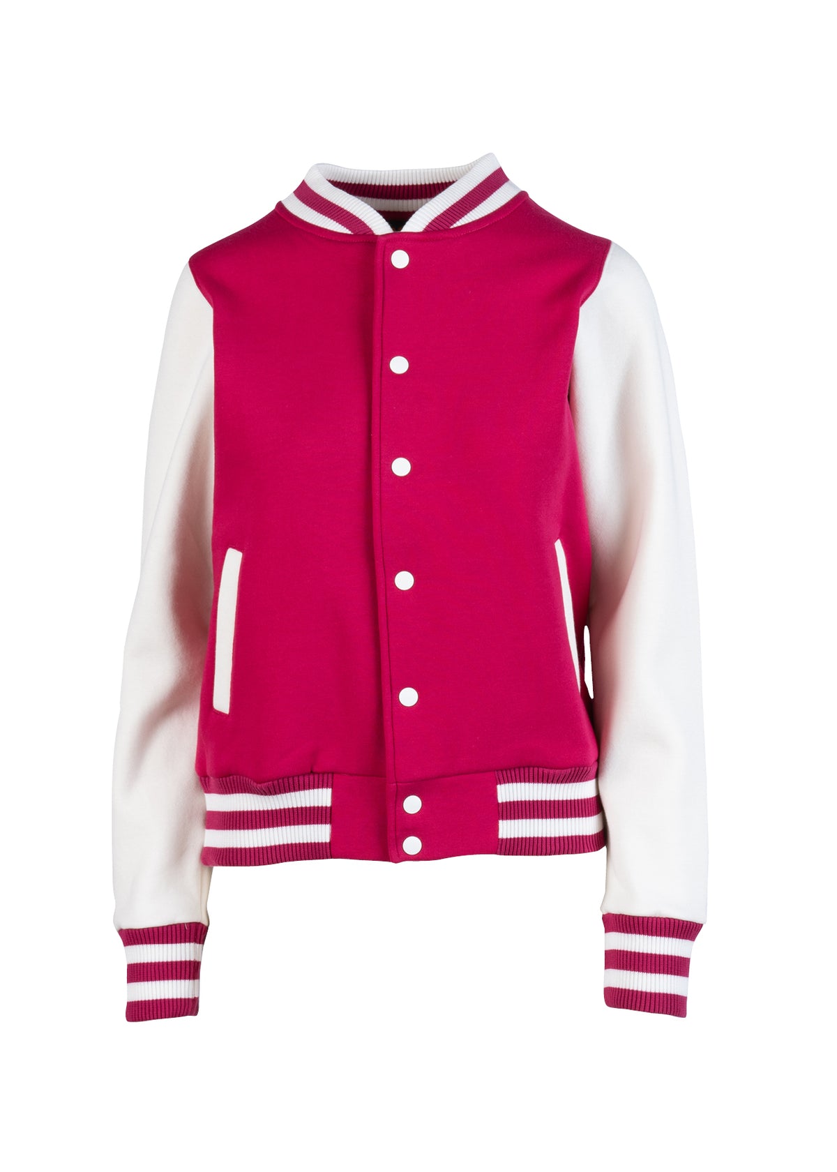 RAMO FO96UN Womens/Junior Varsity Jacket — Hot Pink/White front
