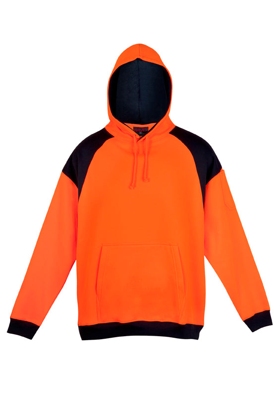 RAMO F303HPW Men Shoulder Contrast Panel Hoodie - WORKWEAR — Orange/Navy front