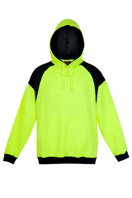 RAMO F303HPW Men Shoulder Contrast Panel Hoodie - WORKWEAR — Yellow/Navy front
