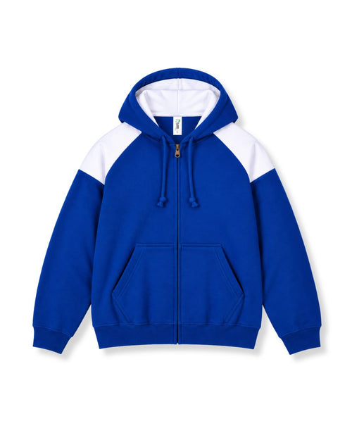 RAMO Men’s Shoulder Contrast Zip Hoodie — Royal/White
