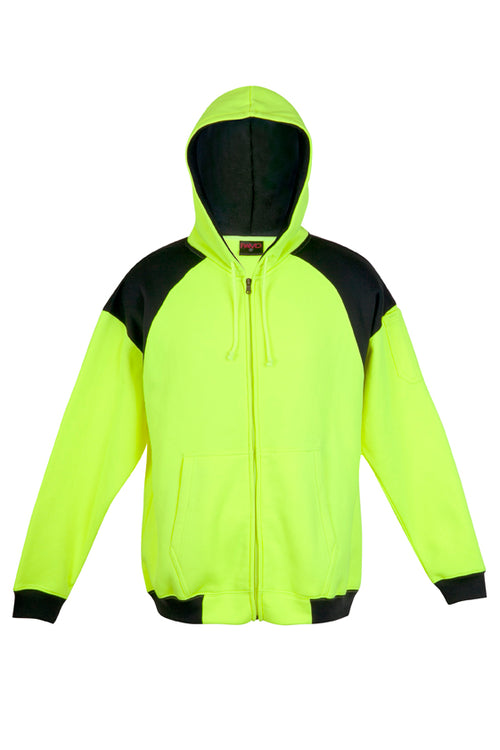 RAMO Men’s Shoulder Contrast Workwear Zip Hoodie — Yellow/Navy