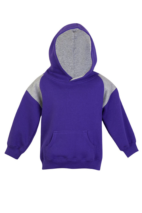 RAMO Kids’ Shoulder Contrast Hoodie — Grape/Grey