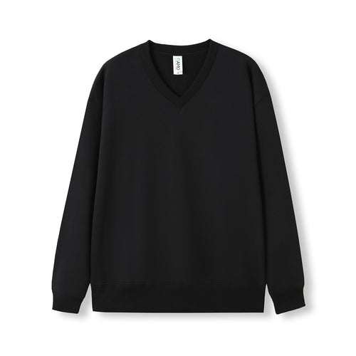 RAMO Men's V Neck Fleece Sweatshirt — Black
