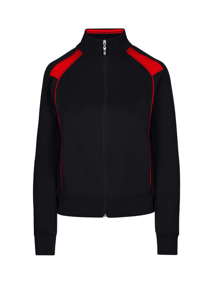 RAMO F400UN Women’ss Unbrushed Contrast Jacket — Black/Red front