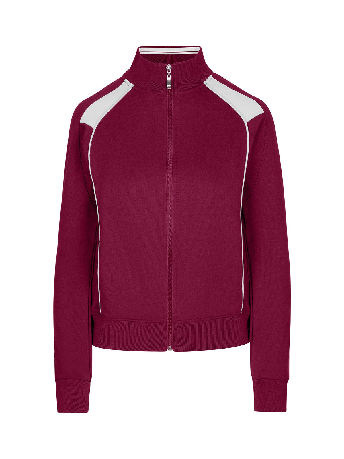 RAMO F400UN Women’ss Unbrushed Contrast Jacket — Burgundy/White front
