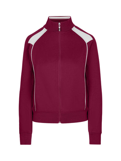 RAMO F400UN Women’ss Unbrushed Contrast Jacket — Burgundy/White front