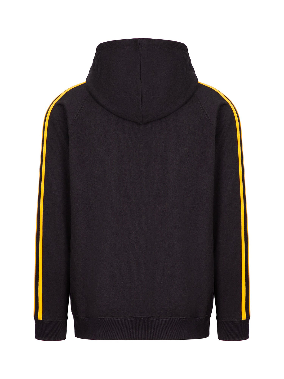 RAMO F600HZ Men’s Unbrushed Stripe Sleeve Hoodie — Black/Gold back