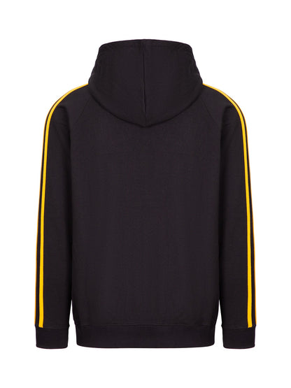 RAMO F600HZ Men’s Unbrushed Stripe Sleeve Hoodie — Black/Gold back