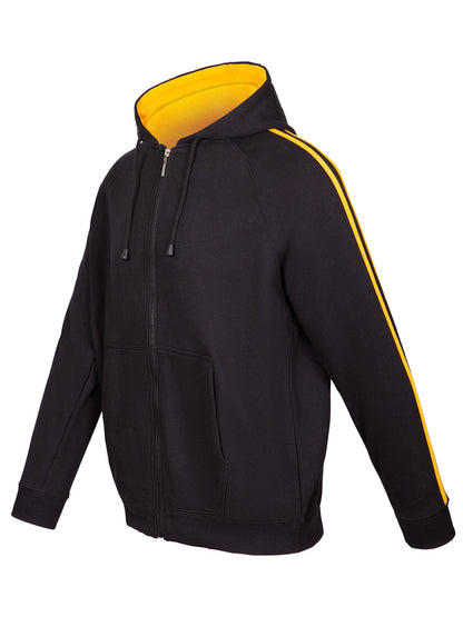 RAMO F600HZ Men’s Unbrushed Stripe Sleeve Hoodie — Black/Gold side