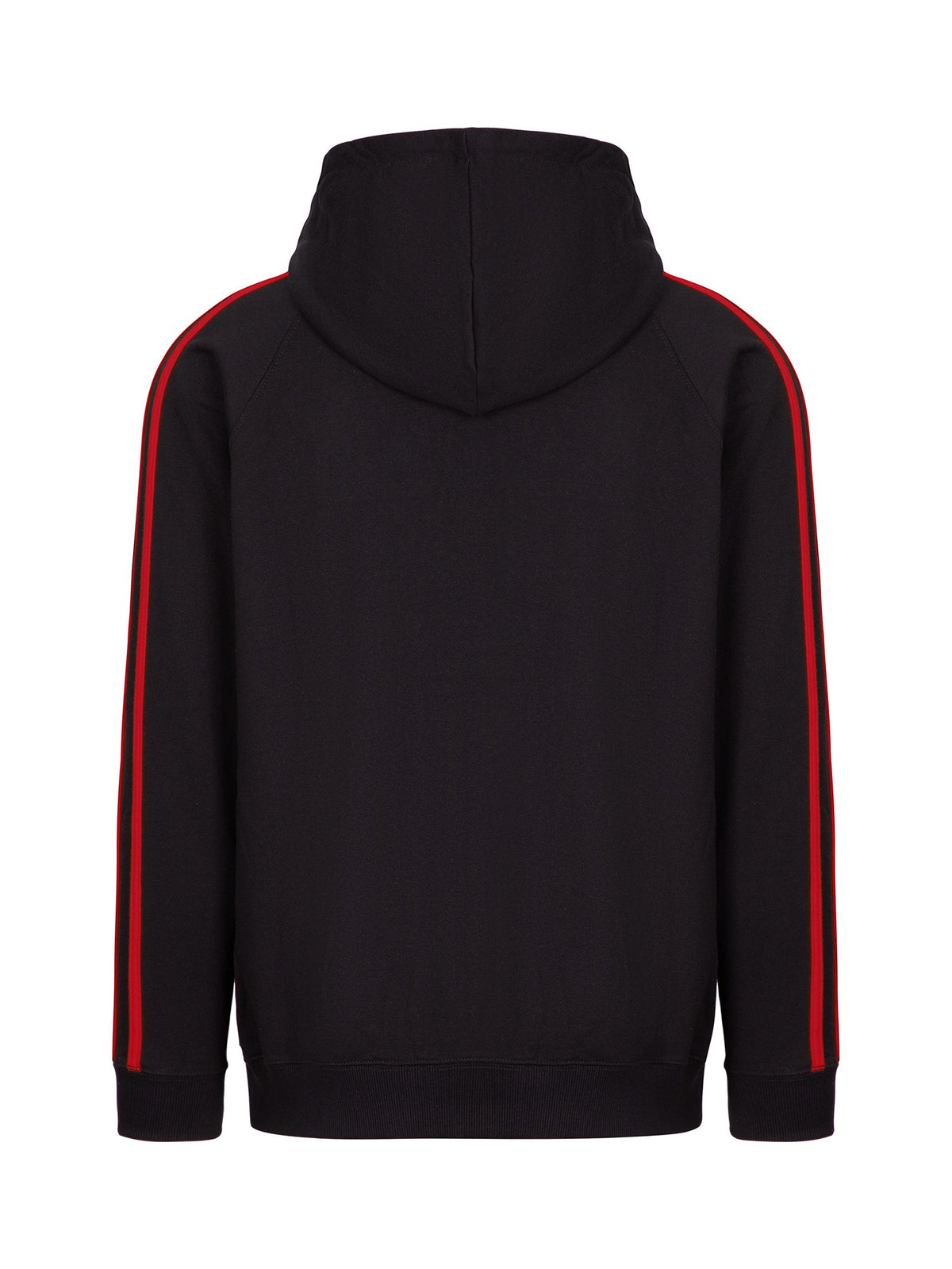 RAMO F600HZ Men’s Unbrushed Stripe Sleeve Hoodie — Black/Red back