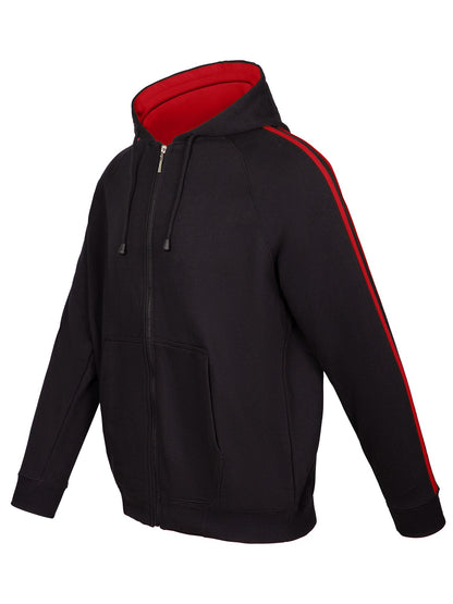RAMO F600HZ Men’s Unbrushed Stripe Sleeve Hoodie — Black/Red side