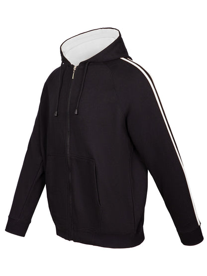 RAMO F600HZ Men’s Unbrushed Stripe Sleeve Hoodie — Black/White side