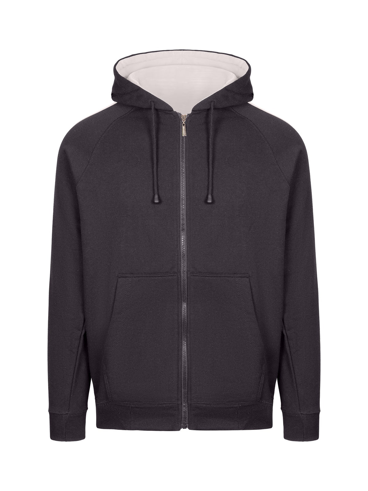 RAMO F600HZ Men’s Unbrushed Stripe Sleeve Hoodie — Charcoal/Grey front