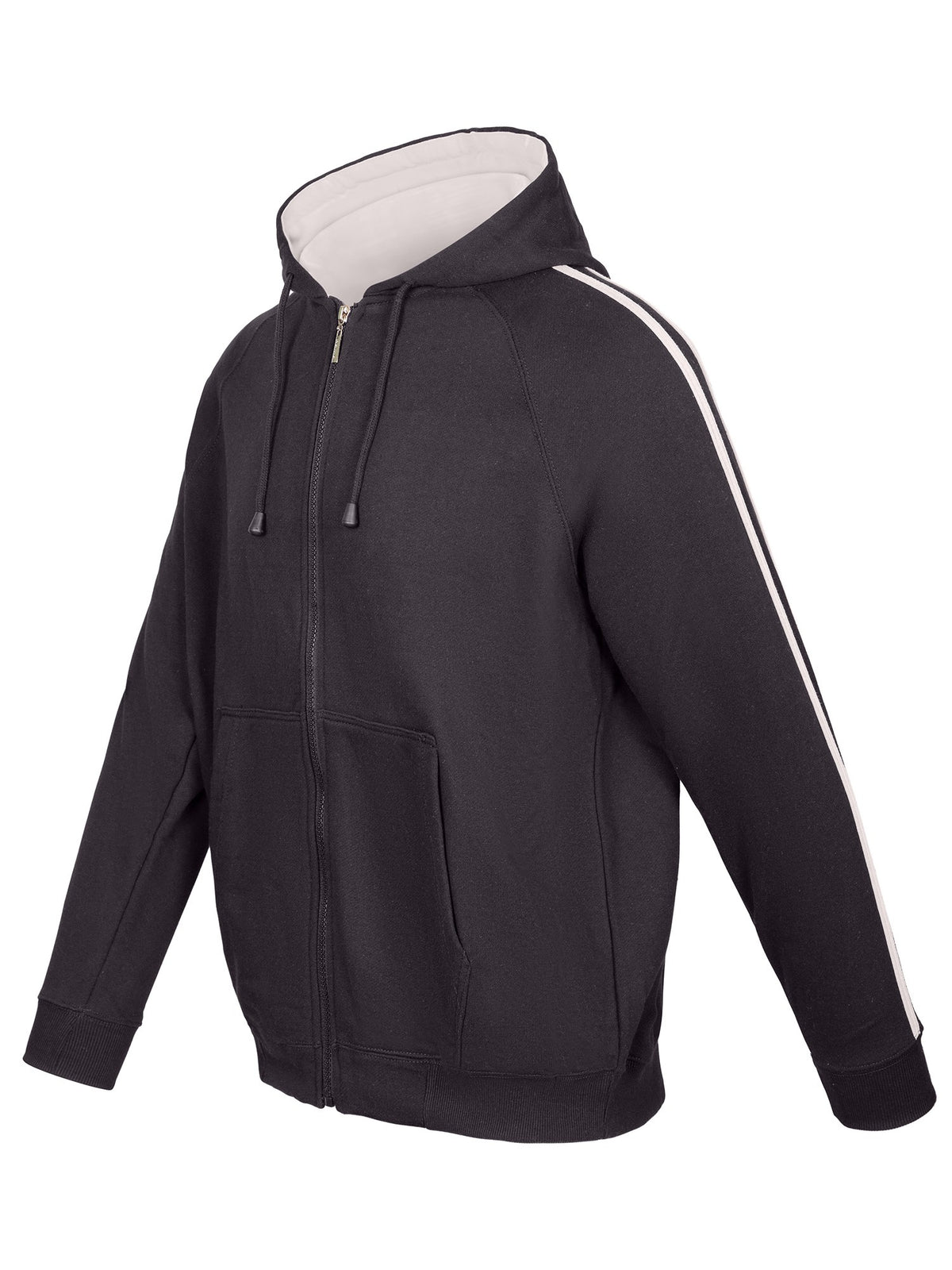 RAMO F600HZ Men’s Unbrushed Stripe Sleeve Hoodie — Charcoal/Grey side