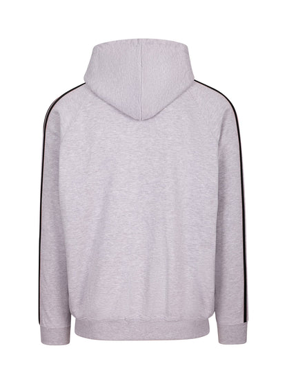 RAMO F600HZ Men’s Unbrushed Stripe Sleeve Hoodie — Grey Marl/Navy back