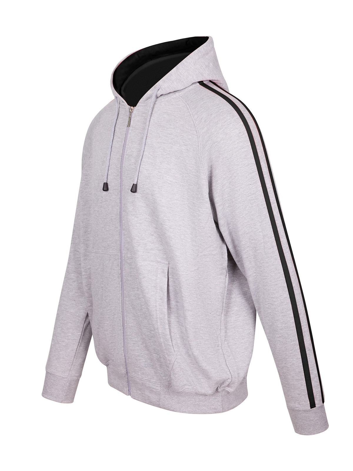 RAMO F600HZ Men’s Unbrushed Stripe Sleeve Hoodie — Grey Marl/Navy side